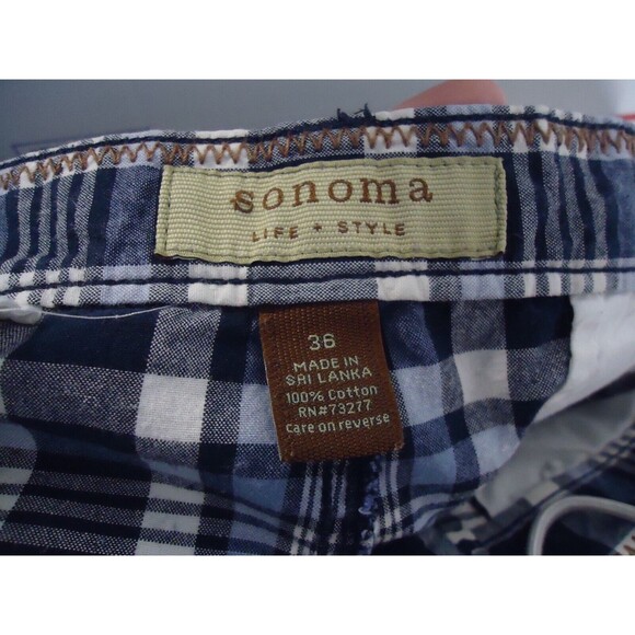 Sonoma Multicolored Blue Plaid Chino With Pockets 10” Inseam Shorts Men’s 36 - Picture 3 of 7
